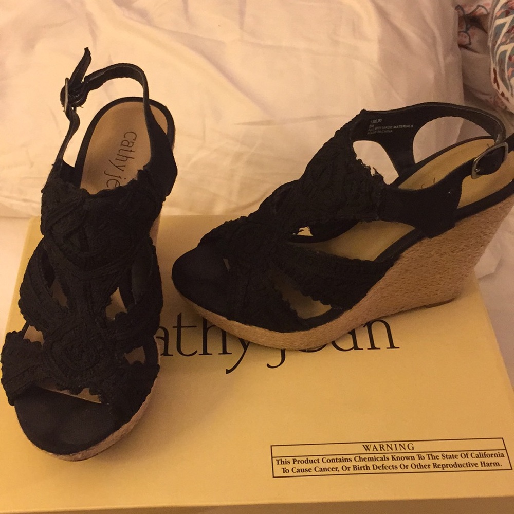 Black wedge sandal